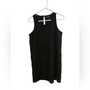 Lucky Brand black floral lace overlay dark romantic sleeveless dress small